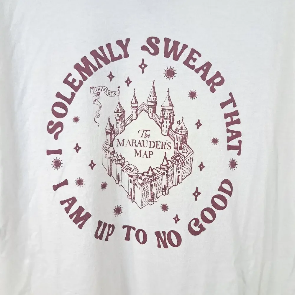 Harry Potter The Marauder's Map White Crew Neck T-Shirt Men's XXL